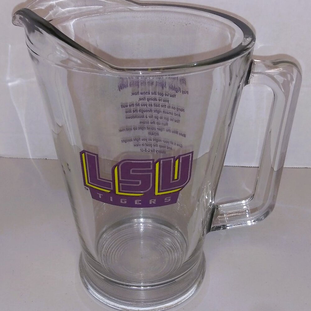 LSU Geaux Tigers Pitcher Beer Pilsner NCAA Glass Large Heavy Duty 9 Inches 60 Oz